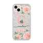 Personalised Pink Flowers iPhone 14 Plus Glitter Tough Case Starlight