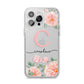 Personalised Pink Flowers iPhone 14 Pro Max Clear Tough Case Silver