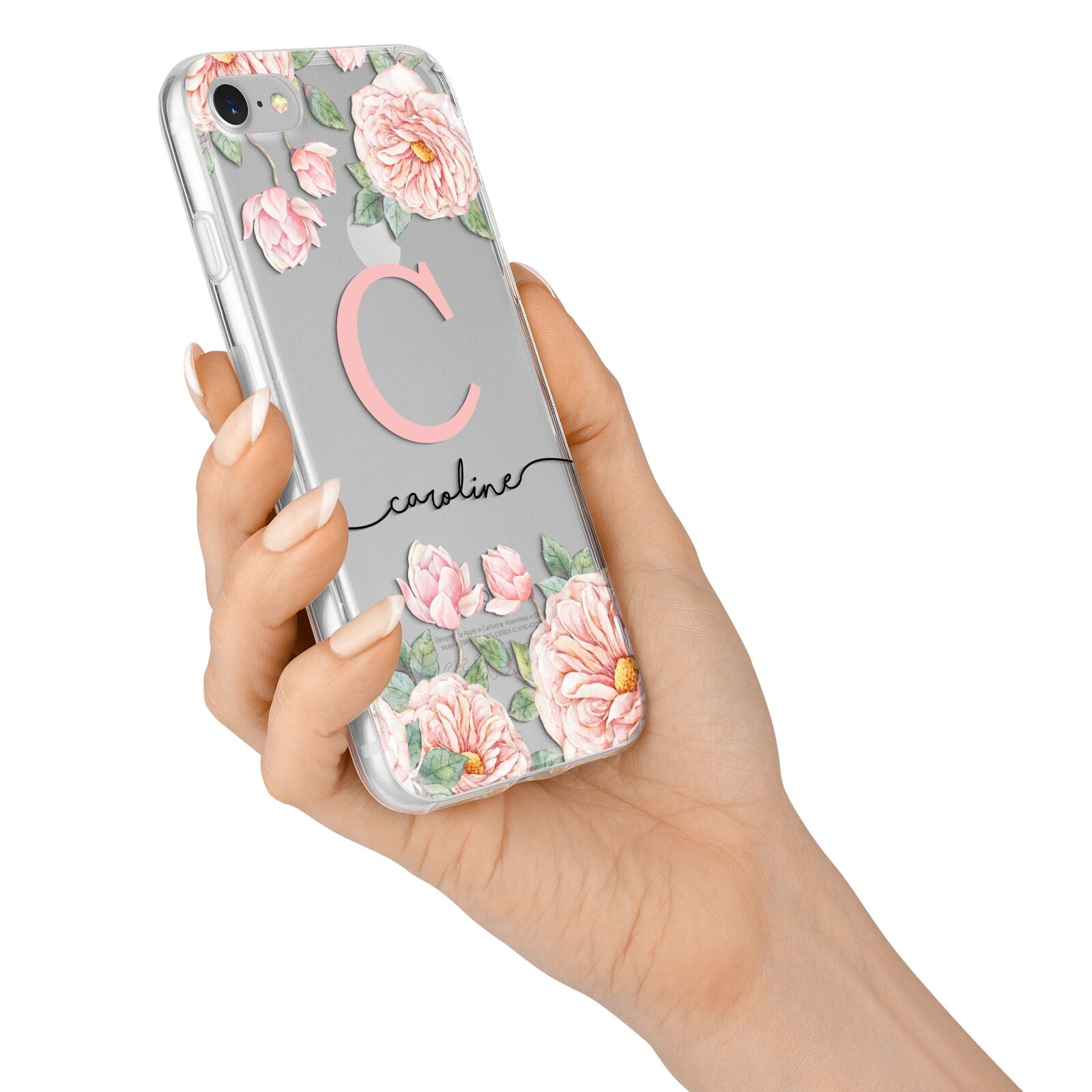 Personalised Pink Flowers iPhone 7 Bumper Case on Silver iPhone Alternative Image