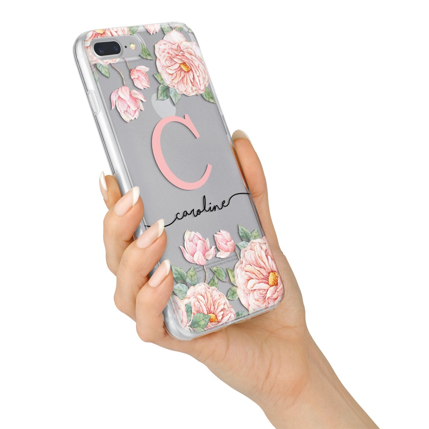 Personalised Pink Flowers iPhone 7 Plus Bumper Case on Silver iPhone Alternative Image