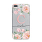Personalised Pink Flowers iPhone 7 Plus Bumper Case on Silver iPhone