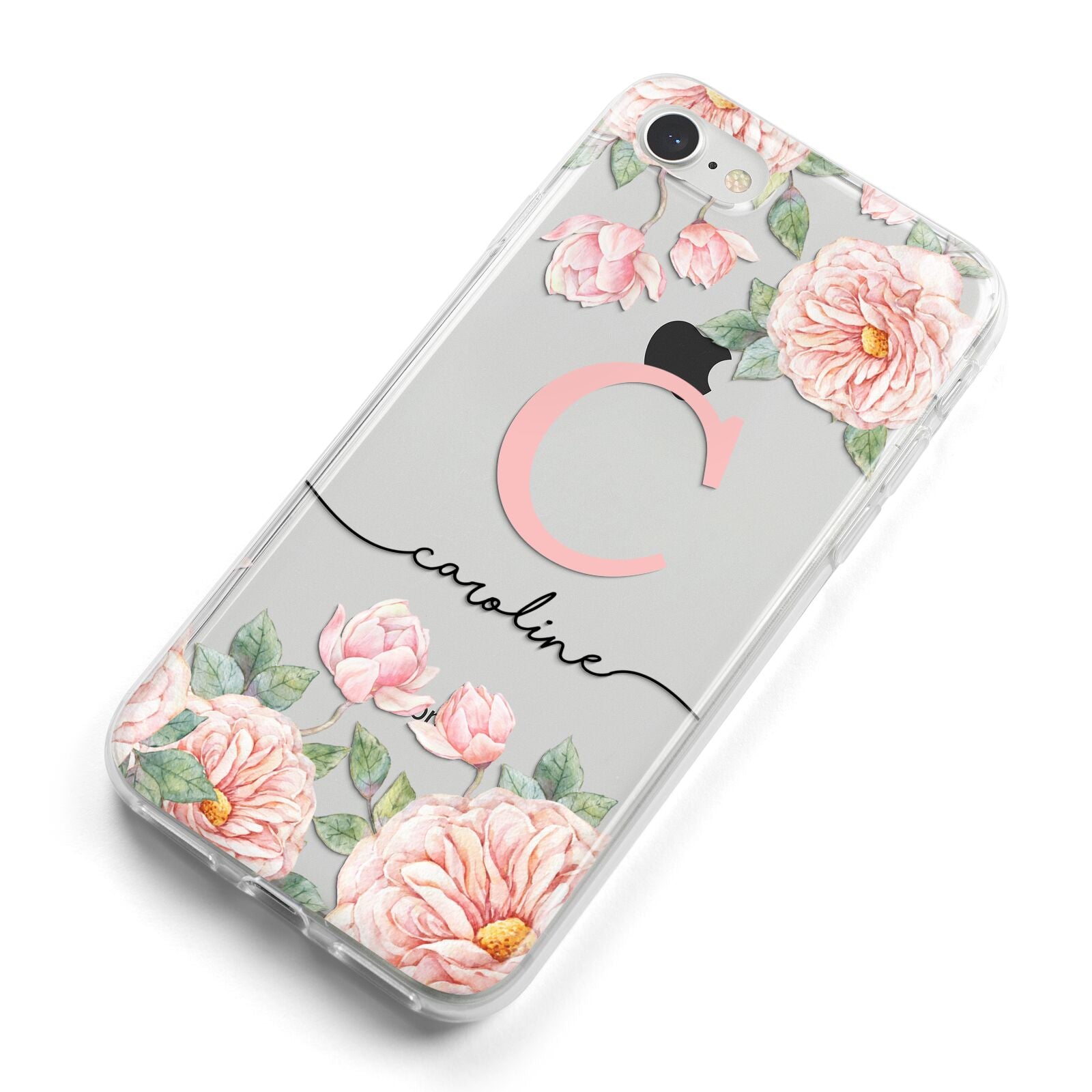 Personalised Pink Flowers iPhone 8 Bumper Case on Silver iPhone Alternative Image