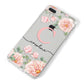 Personalised Pink Flowers iPhone 8 Plus Bumper Case on Silver iPhone Alternative Image