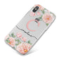 Personalised Pink Flowers iPhone X Bumper Case on Silver iPhone