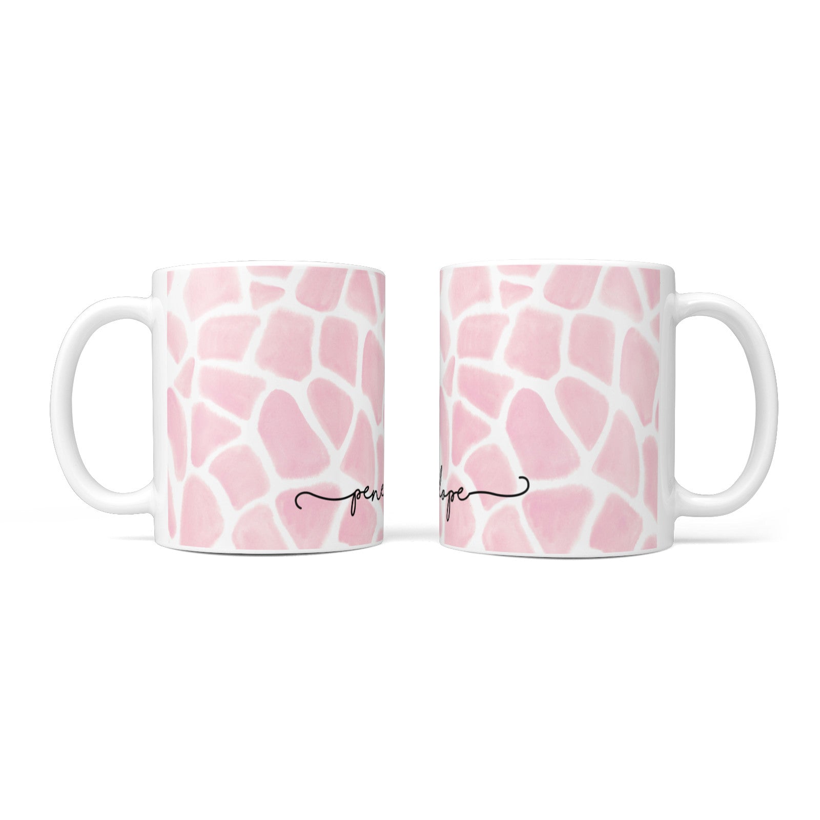 Personalised Pink Giraffe Print 10oz Mug Alternative Image 3