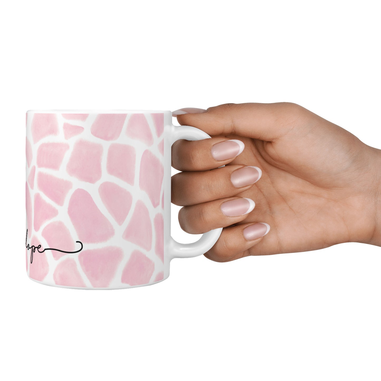 Personalised Pink Giraffe Print 10oz Mug Alternative Image 4