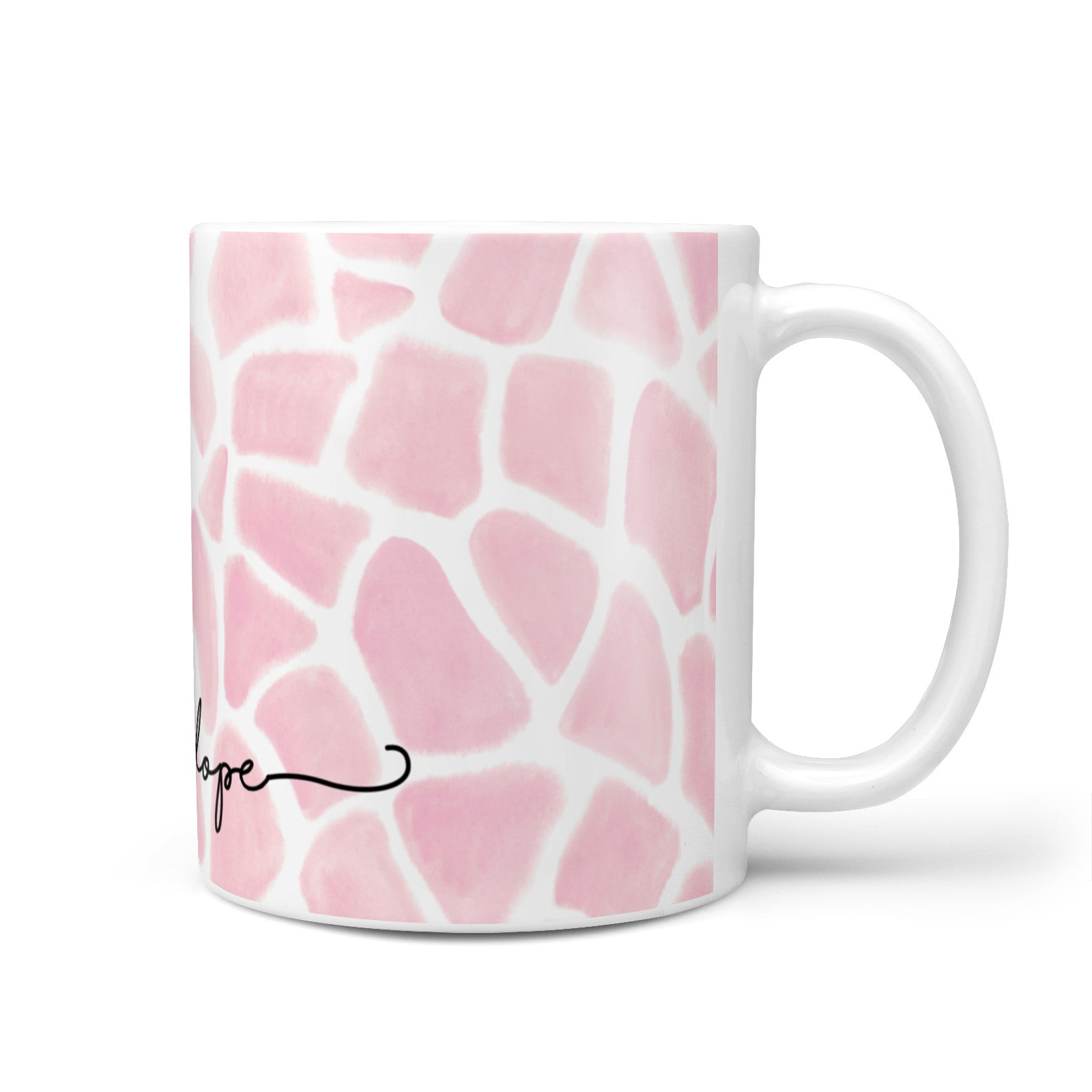 Personalised Pink Giraffe Print 10oz Mug