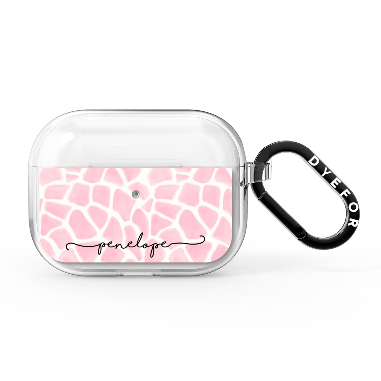 Personalised Pink Giraffe Print AirPods Pro Clear Case