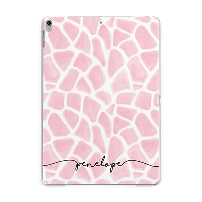 Personalised Pink Giraffe Print Apple iPad Silver Case