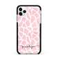 Personalised Pink Giraffe Print Apple iPhone 11 Pro Max in Silver with Black Impact Case