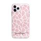 Personalised Pink Giraffe Print Apple iPhone 11 Pro Max in Silver with Bumper Case