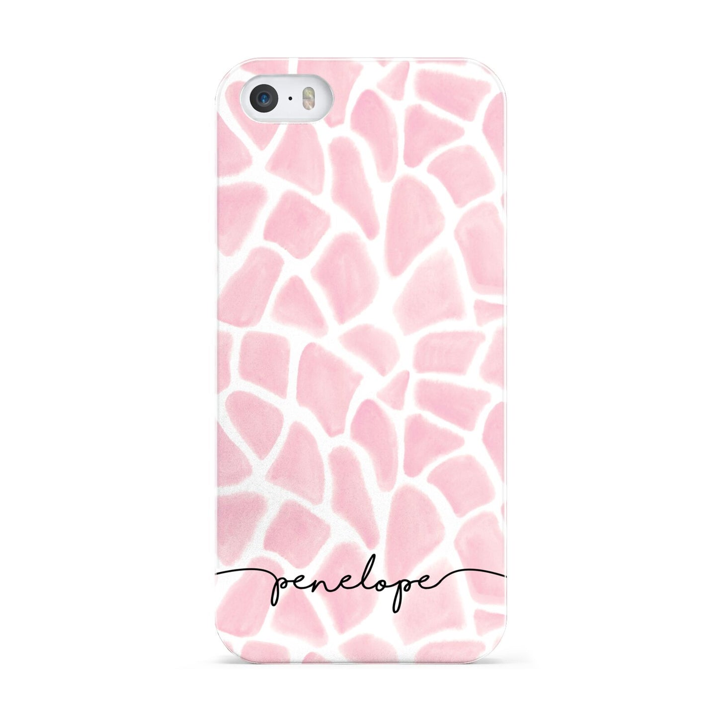Personalised Pink Giraffe Print Apple iPhone 5 Case