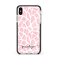 Personalised Pink Giraffe Print Apple iPhone Xs Max Impact Case Black Edge on Silver Phone