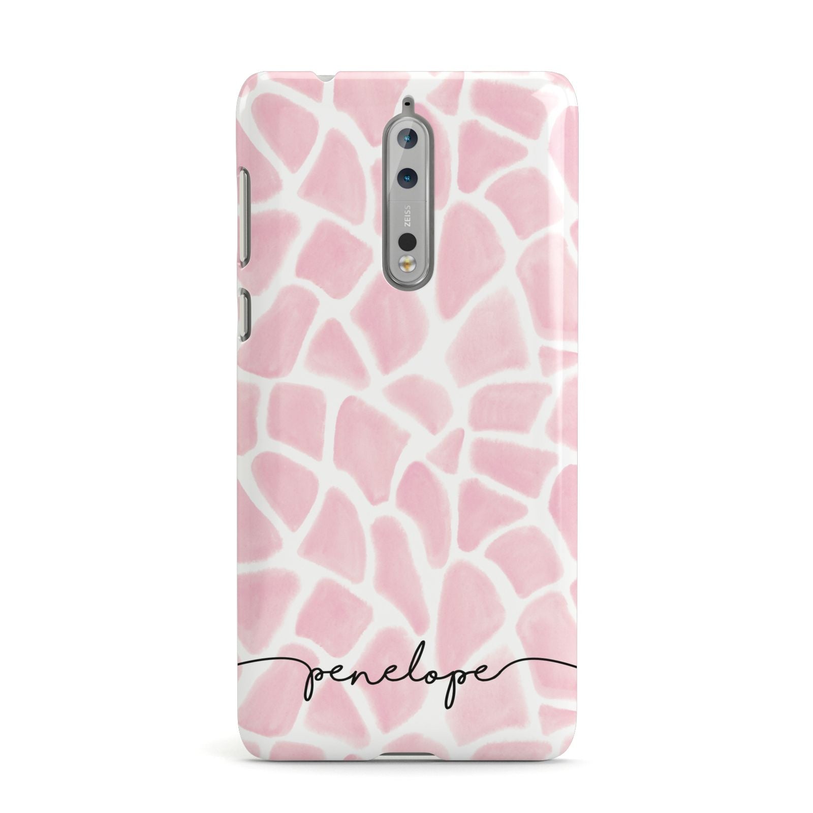 Personalised Pink Giraffe Print Nokia Case