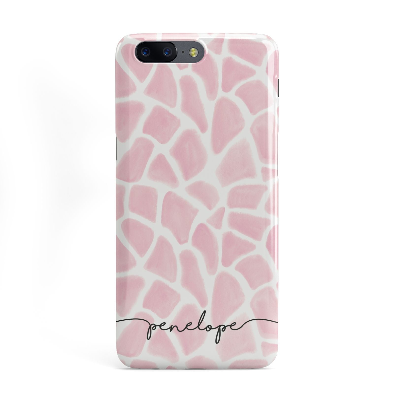 Personalised Pink Giraffe Print OnePlus Case
