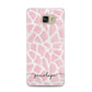 Personalised Pink Giraffe Print Samsung Galaxy A5 2016 Case on gold phone