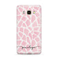 Personalised Pink Giraffe Print Samsung Galaxy J7 2016 Case on gold phone