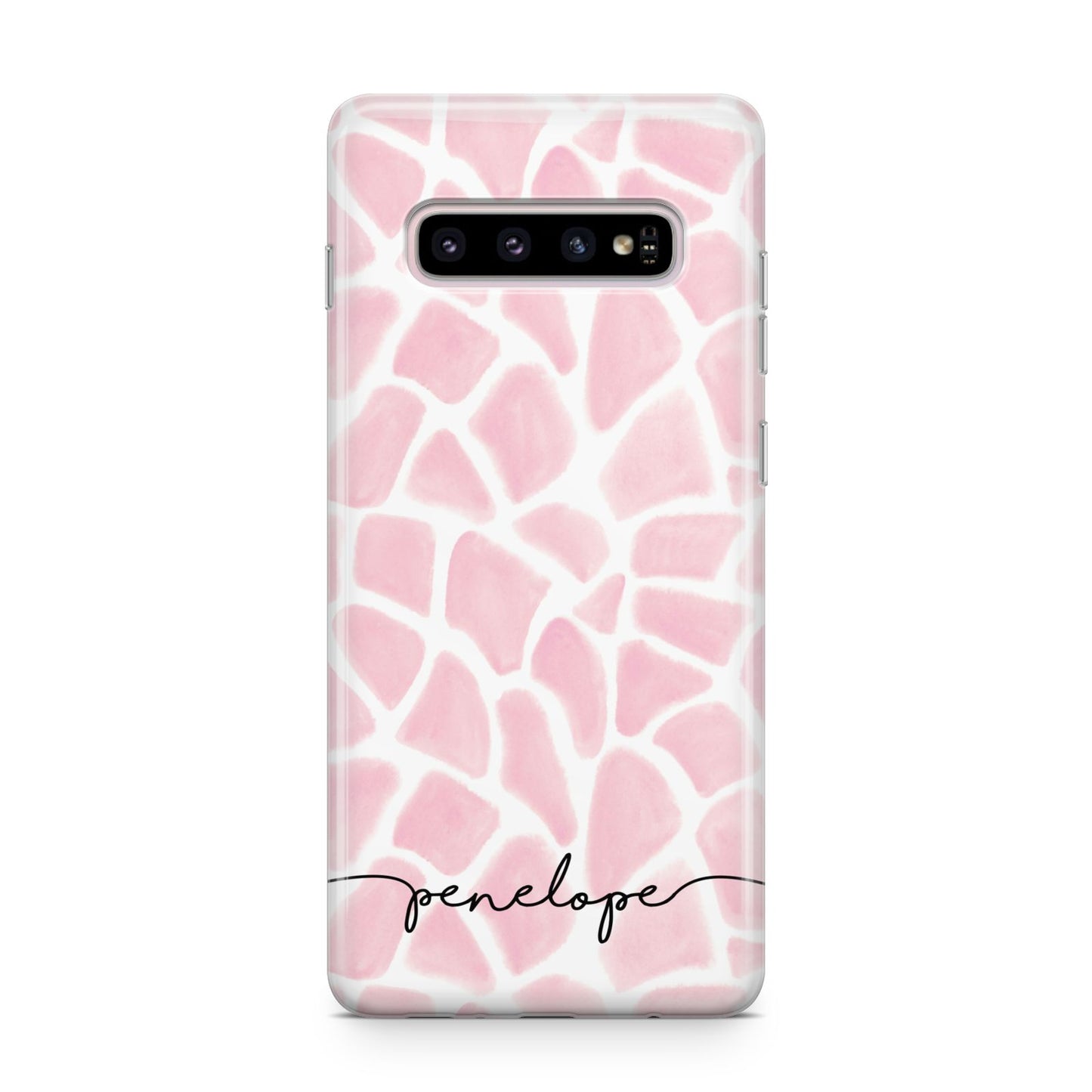 Personalised Pink Giraffe Print Samsung Galaxy S10 Plus Case