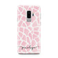 Personalised Pink Giraffe Print Samsung Galaxy S9 Plus Case on Silver phone