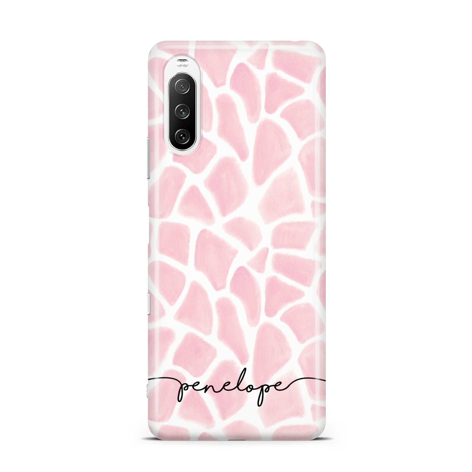 Personalised Pink Giraffe Print Sony Xperia 10 III Case