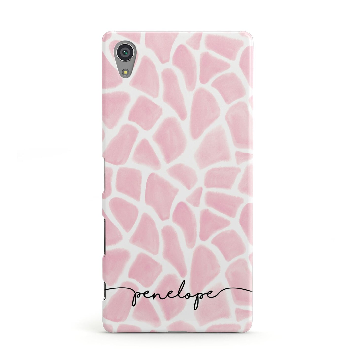 Personalised Pink Giraffe Print Sony Xperia Case
