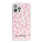 Personalised Pink Giraffe Print iPhone 13 Pro Max Clear Bumper Case