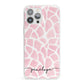 Personalised Pink Giraffe Print iPhone 13 Pro Max Clear Bumper Case