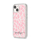 Personalised Pink Giraffe Print iPhone 14 Glitter Tough Case Starlight Angled Image