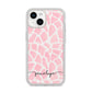Personalised Pink Giraffe Print iPhone 14 Glitter Tough Case Starlight