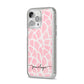 Personalised Pink Giraffe Print iPhone 14 Pro Max Glitter Tough Case Silver Angled Image