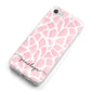 Personalised Pink Giraffe Print iPhone 8 Bumper Case on Silver iPhone Alternative Image