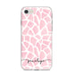 Personalised Pink Giraffe Print iPhone 8 Bumper Case on Silver iPhone