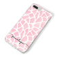 Personalised Pink Giraffe Print iPhone 8 Plus Bumper Case on Silver iPhone Alternative Image