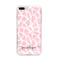 Personalised Pink Giraffe Print iPhone 8 Plus Bumper Case on Silver iPhone