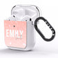 Personalised Pink Glitter Fade Text AirPods Clear Case Side Image