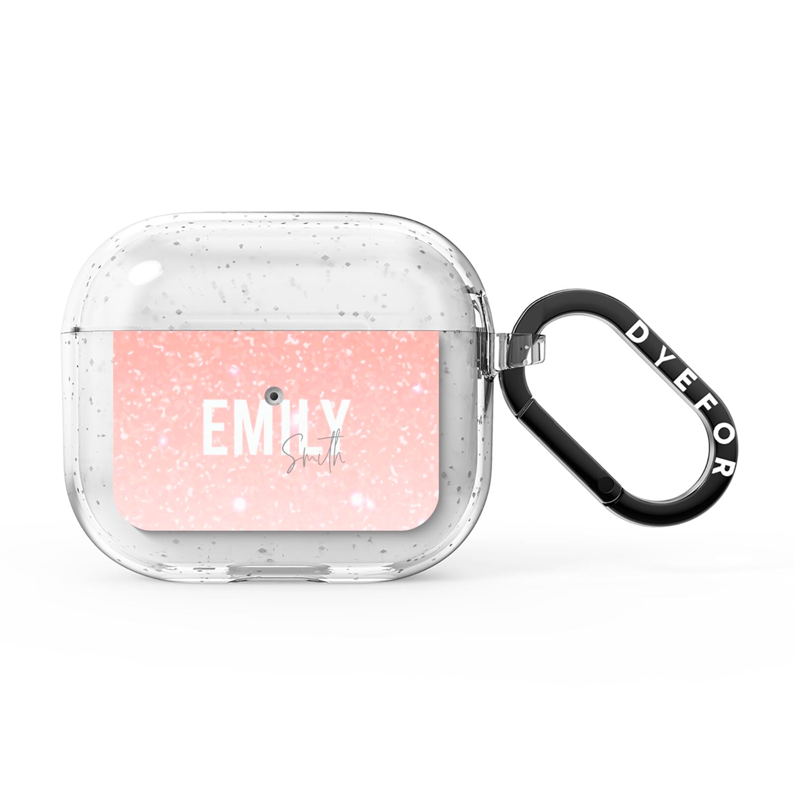 Personalised Pink Glitter Fade Text AirPods Glitter Case 3rd Gen