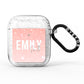 Personalised Pink Glitter Fade Text AirPods Glitter Case