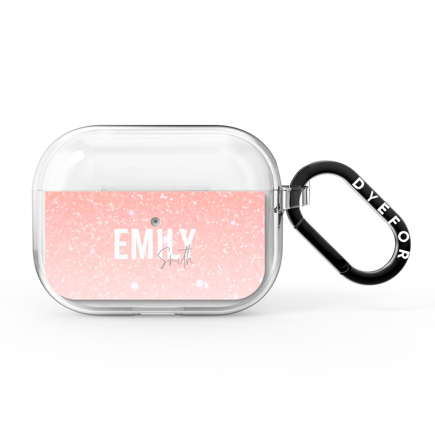 Personalised Pink Glitter Fade Text AirPods Pro Clear Case