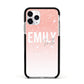Personalised Pink Glitter Fade Text Apple iPhone 11 Pro in Silver with Black Impact Case