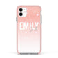 Personalised Pink Glitter Fade Text Apple iPhone 11 in White with Pink Impact Case