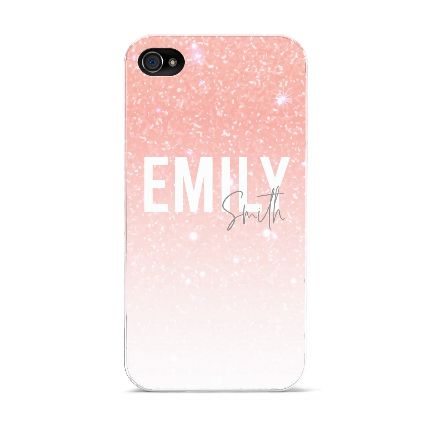 Personalised Pink Glitter Fade Text Apple iPhone 4s Case