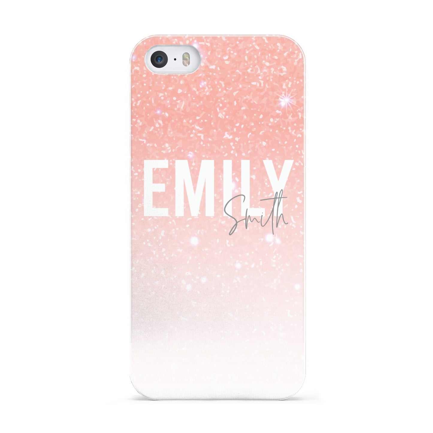Personalised Pink Glitter Fade Text Apple iPhone 5 Case