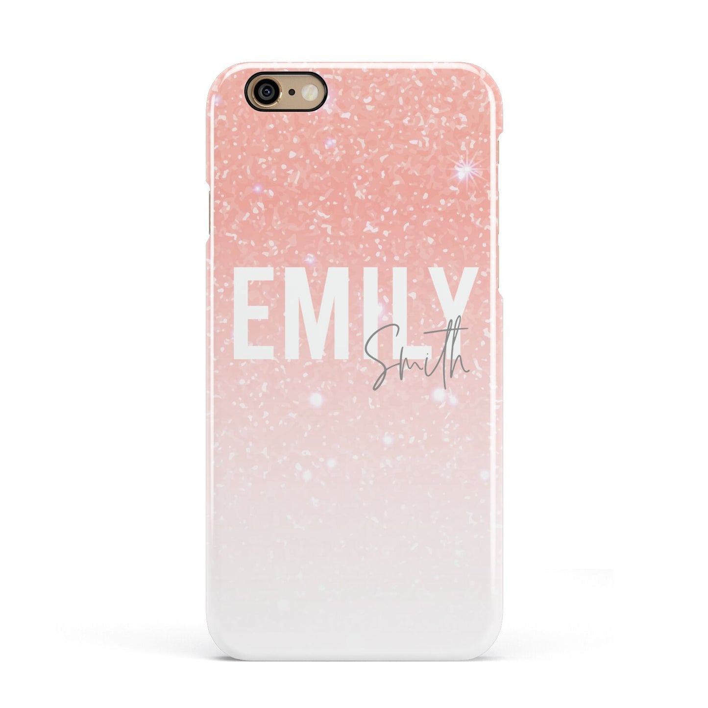 Personalised Pink Glitter Fade Text Apple iPhone 6 3D Snap Case