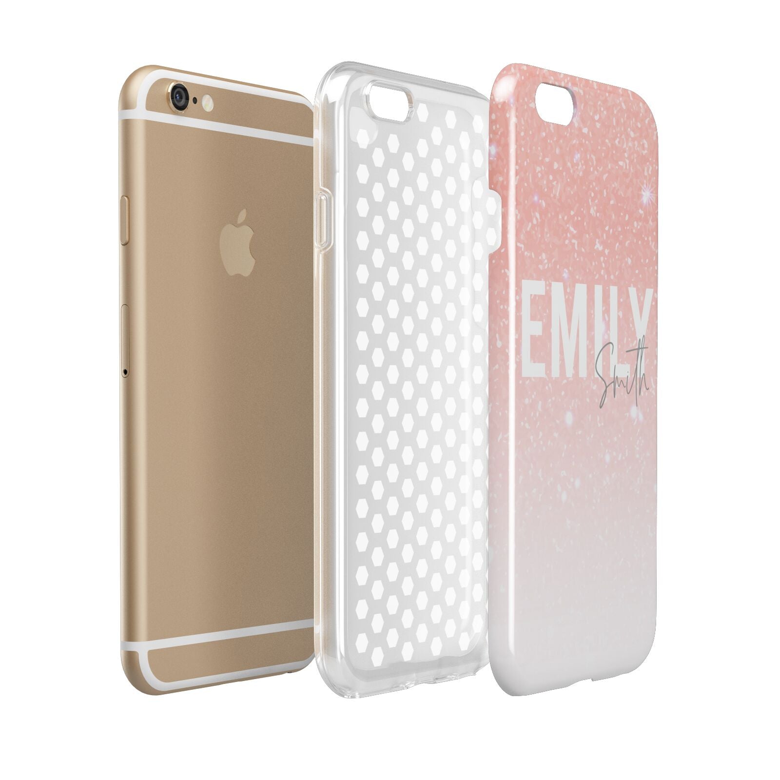 Personalised Pink Glitter Fade Text Apple iPhone 6 3D Tough Case Expanded view