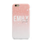 Personalised Pink Glitter Fade Text Apple iPhone 6 3D Tough Case