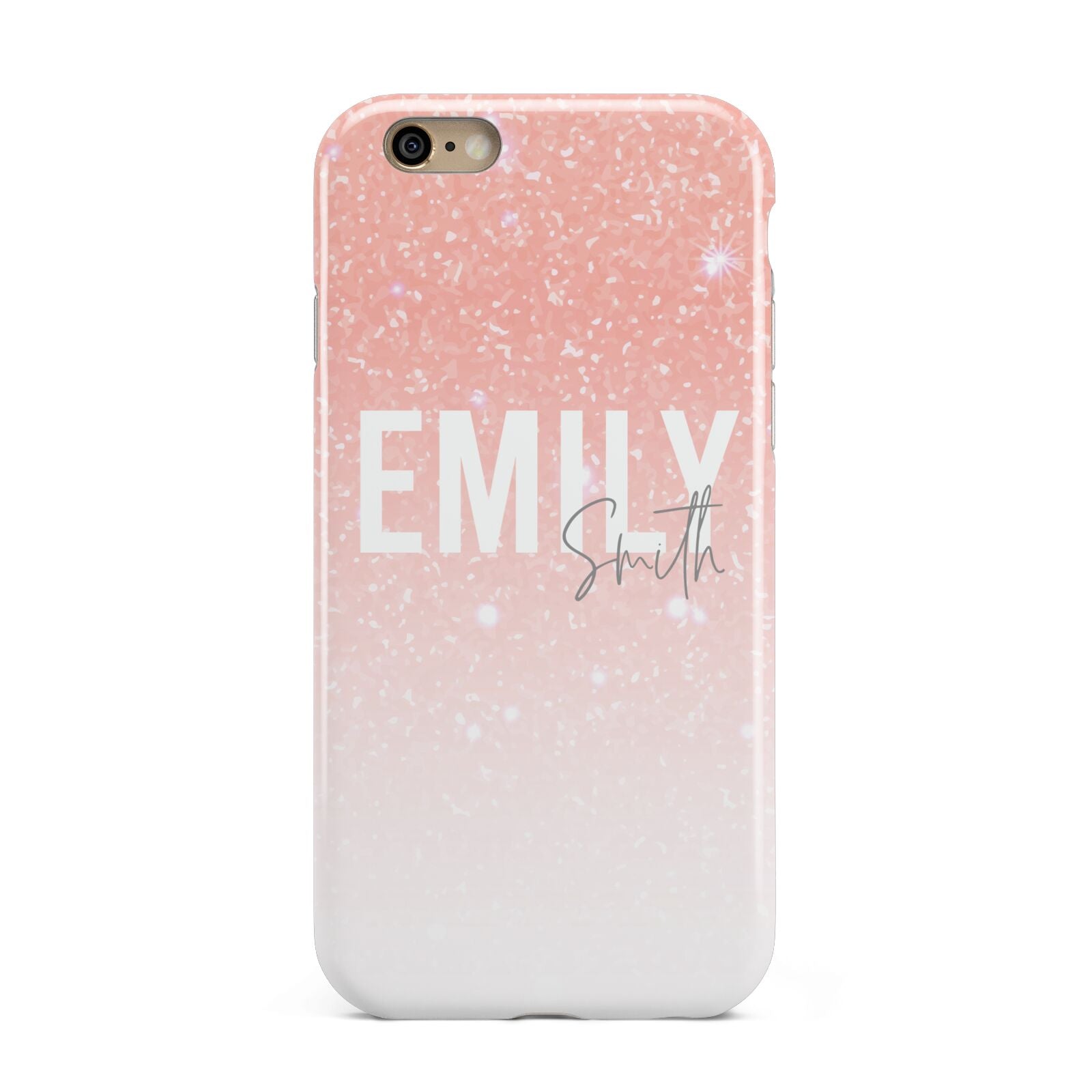 Personalised Pink Glitter Fade Text Apple iPhone 6 3D Tough Case