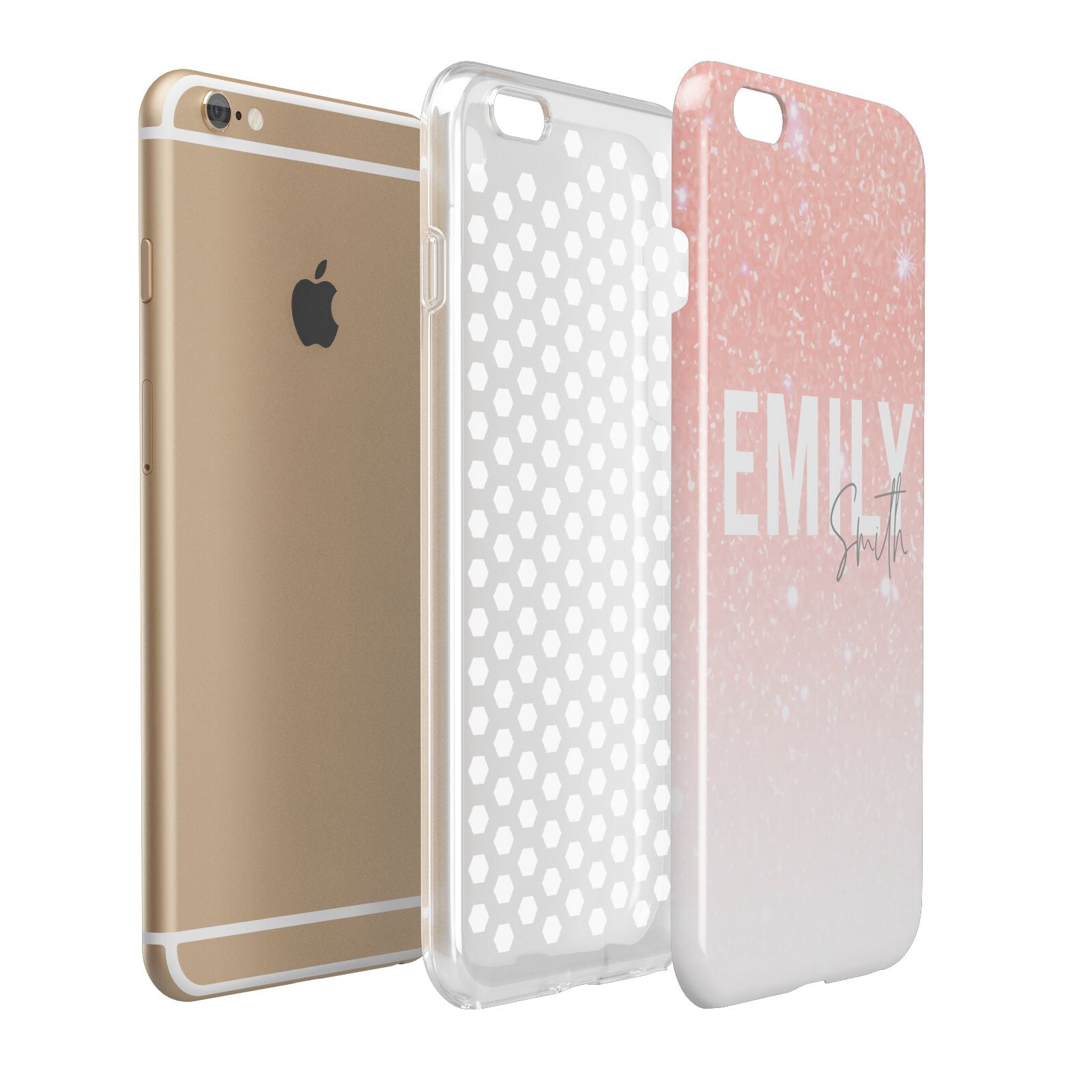 Personalised Pink Glitter Fade Text Apple iPhone 6 Plus 3D Tough Case Expand Detail Image