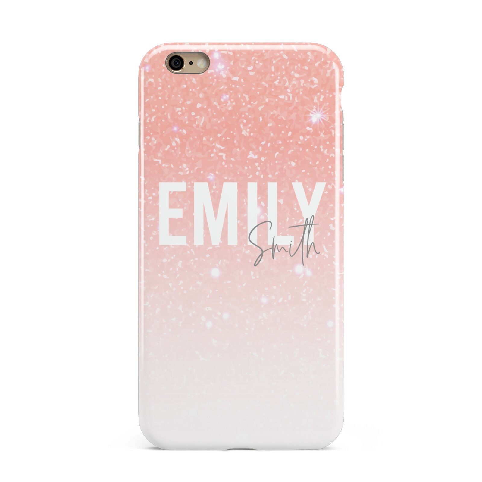 Personalised Pink Glitter Fade Text Apple iPhone 6 Plus 3D Tough Case