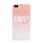 Personalised Pink Glitter Fade Text Apple iPhone 7 8 Plus 3D Tough Case