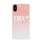Personalised Pink Glitter Fade Text Apple iPhone XS 3D Snap Case